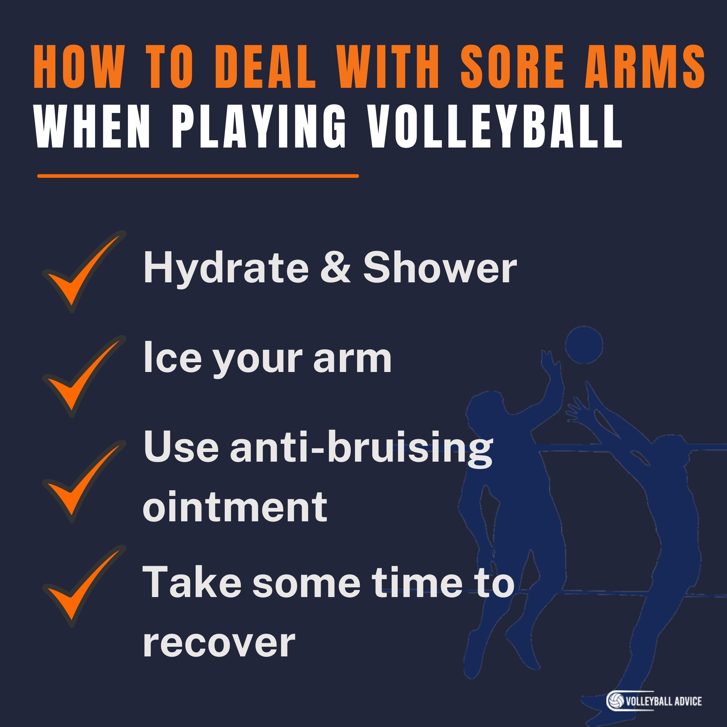 how to deal with sore arms when playing volleyball