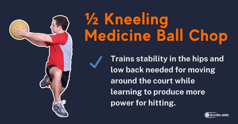 ½ kneeling medicine ball chop ab exercises for volleyball players